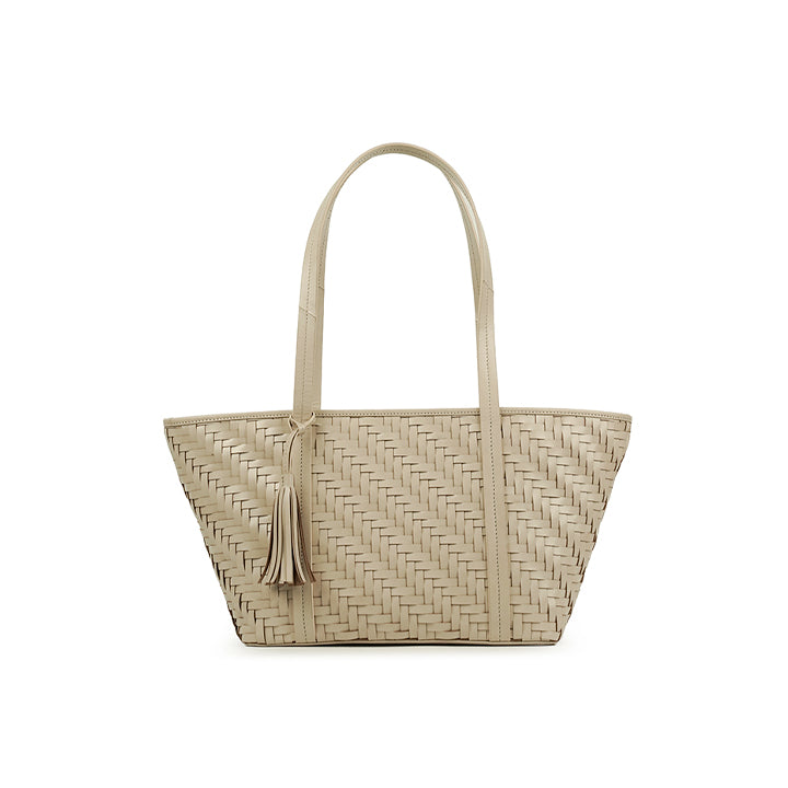 Women’s Handbag – Beige Genuine Soft Leather Tote Bag, Elegant Everyday Women’s Bag