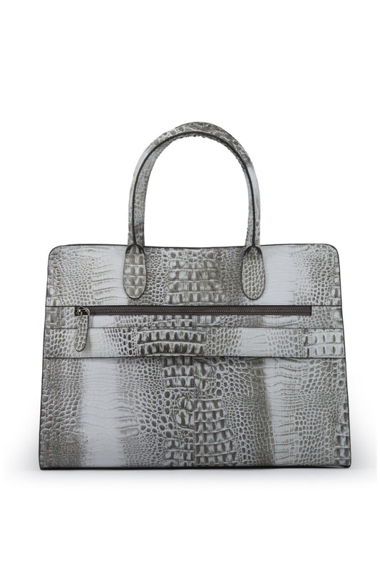 White Croc Printed Shoulder Bag