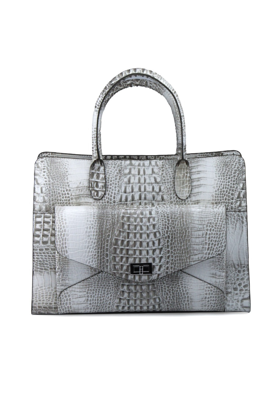 White Croc Printed Shoulder Bag