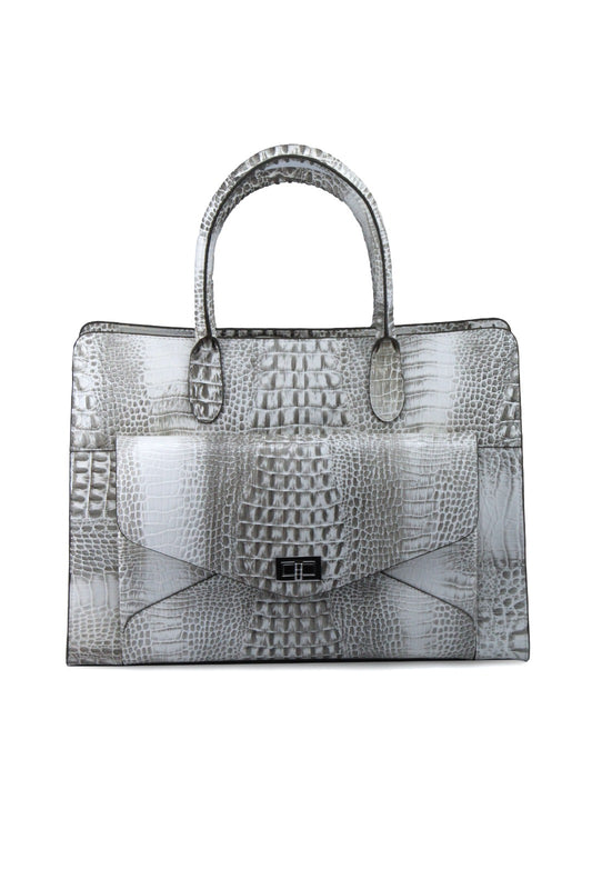 White Croc Printed Shoulder Bag