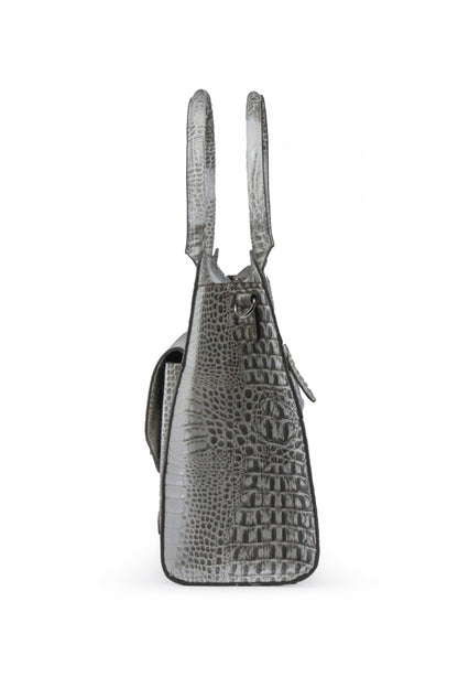 White Croc Printed Shoulder Bag